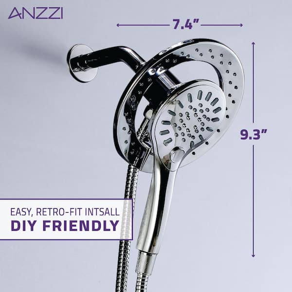 ANZZI Valkyrie Retro-Fit 3-Spray Patterns with 7.48 in. Wall