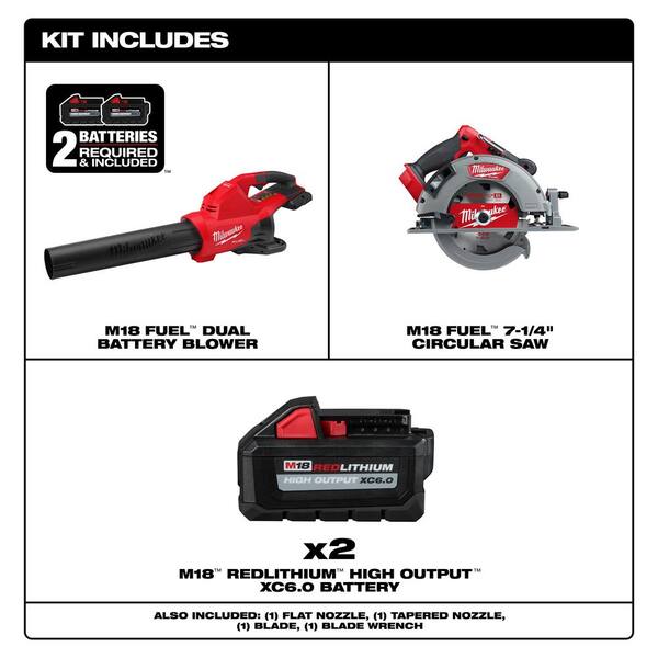 Milwaukee M18 FUEL Dual Battery 145 MPH 600 CFM 18V Brushless 