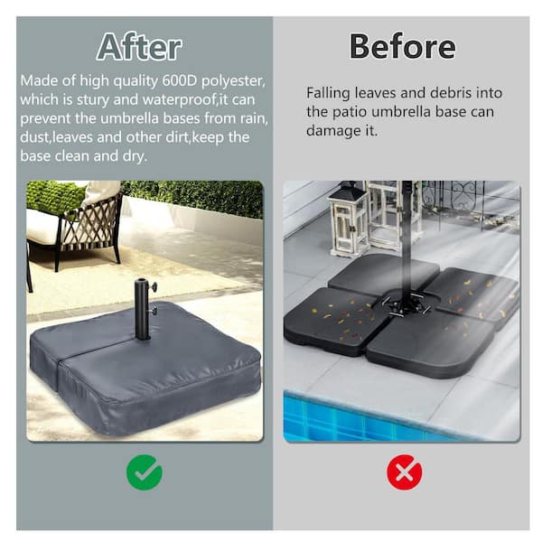 cantilever patio umbrella base cover OGETFUUR 42 in. L x 42 in. W x 5 in. H Patio Umbrella Base Cover, 600D Waterproof Anti-UV Square Umbrella Stand Base Covers