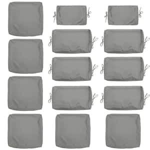 14-Pieces Patio Cushion Covers Replacement w/ Zipper for Sectional Sofa Set, Slipcovers for Outdoor Cushions Light Grey