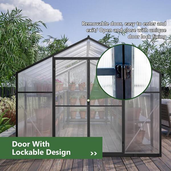 Black 96 in. W x 144 in. D Outdoor Polycarbonate Aluminum Walk-in