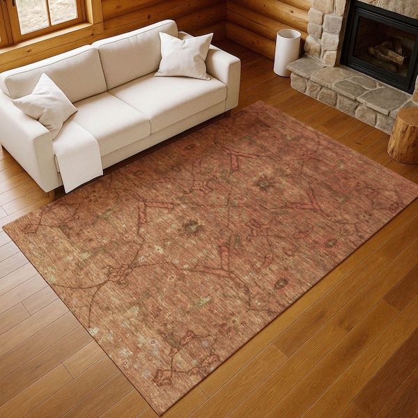 Chantille Machine Washable Indoor/Outdoor Abstract ACN2299 Terracotta 5 ft. x 7 ft. 6 in. Area Rug