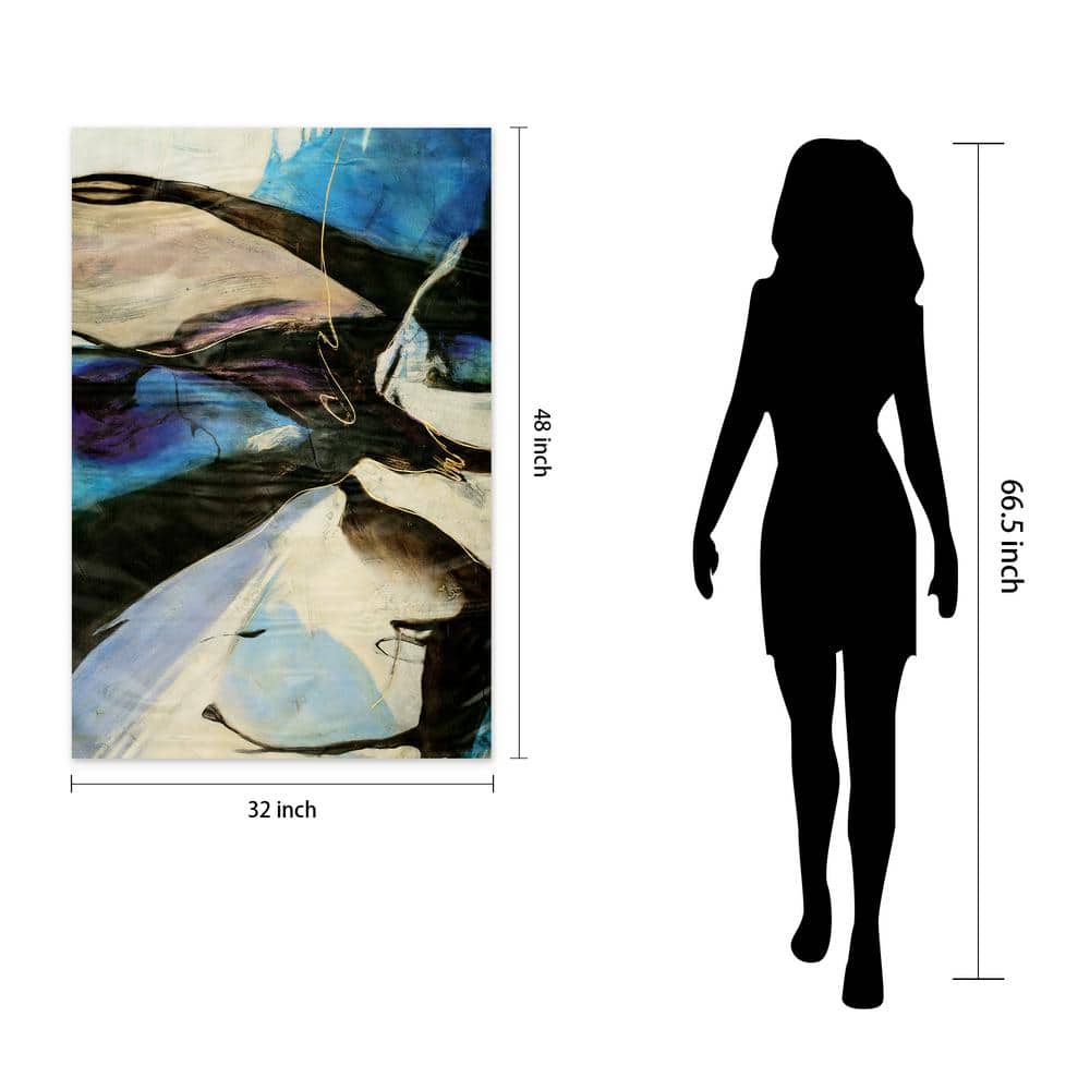 Motivos Abstract Blue and Purple Tempered Glass Wall Art, 32" x 48"