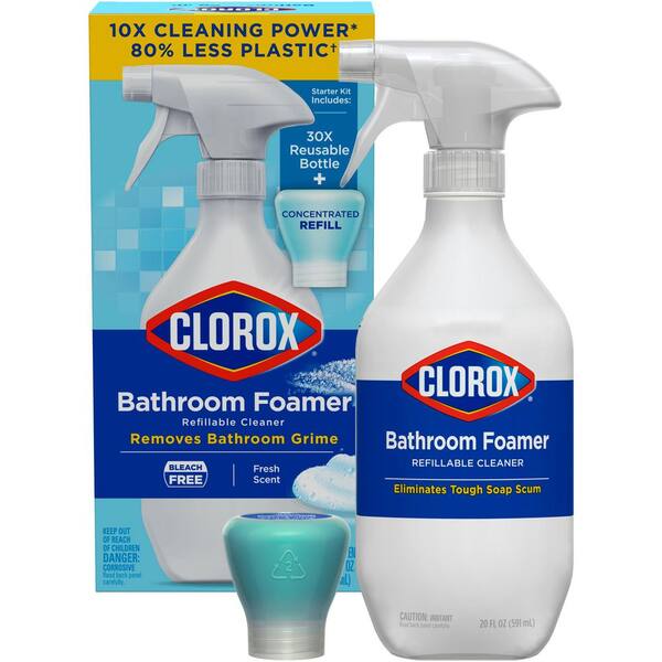 Clorox 1.125 oz. Fresh Scent Bathroom Tub and Shower Foamer Refillable Spray Cleaner Starter Kit