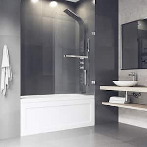 Rialto 34 in. W x 58 in. H Pivot Frameless Tub Door in Stainless Steel with 5/16 in. (8mm) Clear Glass