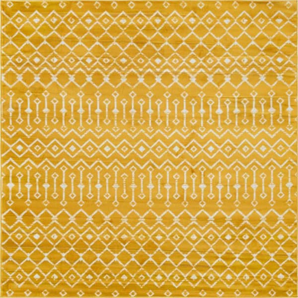 Unique Loom Moroccan Trellis Mamounia Yellow 8 ft. x 8 ft. Area Rug