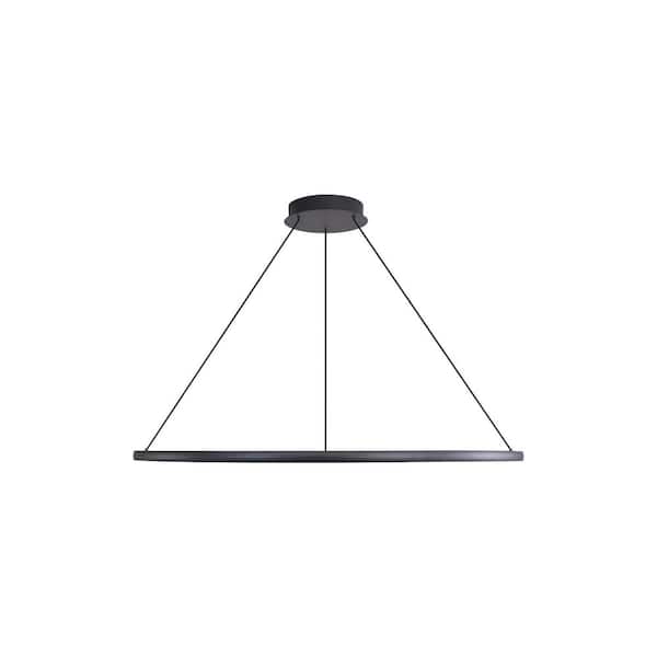 Veritas 1-Light Dimmable Integrated LED Sand Black Chandelier for Bedroom, Dining, Foyer, Hall, Kitchen, Living