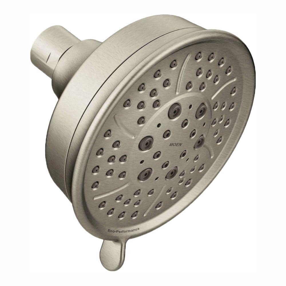 Moen 4 Spray Eco Performance 4 4 In Single Wall Mount Fixed Shower Head In Brushed Nickel 3638epbn The Home Depot