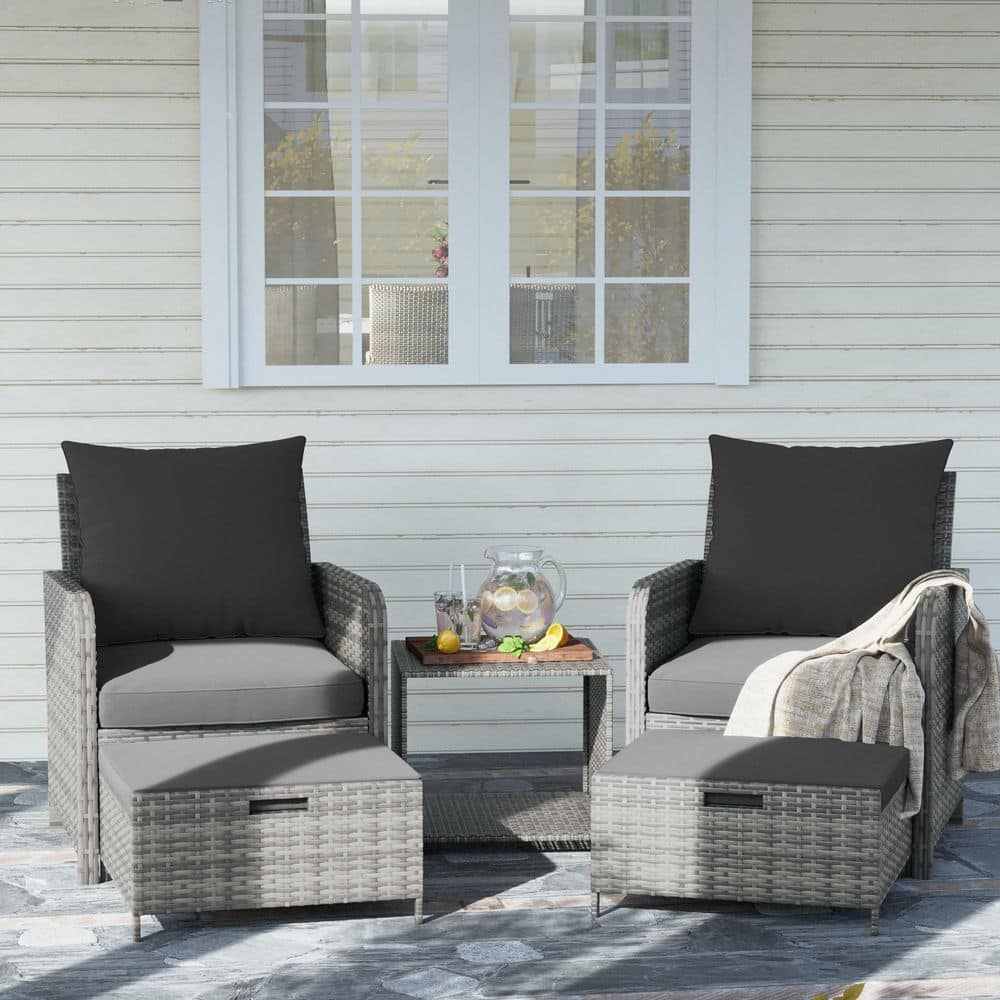 2 Person Wicker Rattan Outdoor Conversation Set with Ottoman (No Umbrella Stand ) price history on PriceWatchPro