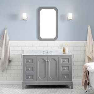 Queen 48 in. W x 22 in. D Bath Vanity in Cashmere Grey with Marble Bath Vanity Top in White with White Basin and Faucet