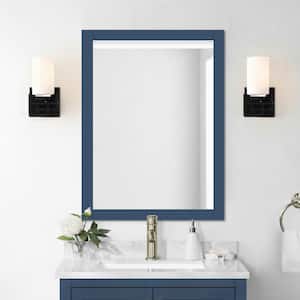24.00 in. W x 32.00 in. H Framed Rectangular Bathroom Vanity Mirror in Grayish Blue