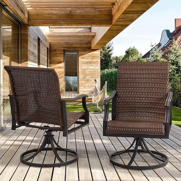 Unbranded 2-Piece Patio Wicker Swivel Chair,Heavy Duty Outdoor Dining Rattan Chair Set with 23.5 in. High Back for Garden,Backyard