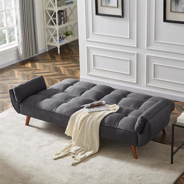 Magic Home 83 1 In W Gray Linen Fabric, Twin Size Sofa Bed Sheets