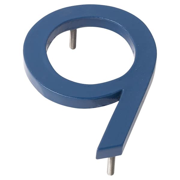Montague Metal Products 4 in. Sea Blue Aluminum Floating or Flat Modern House Number 9