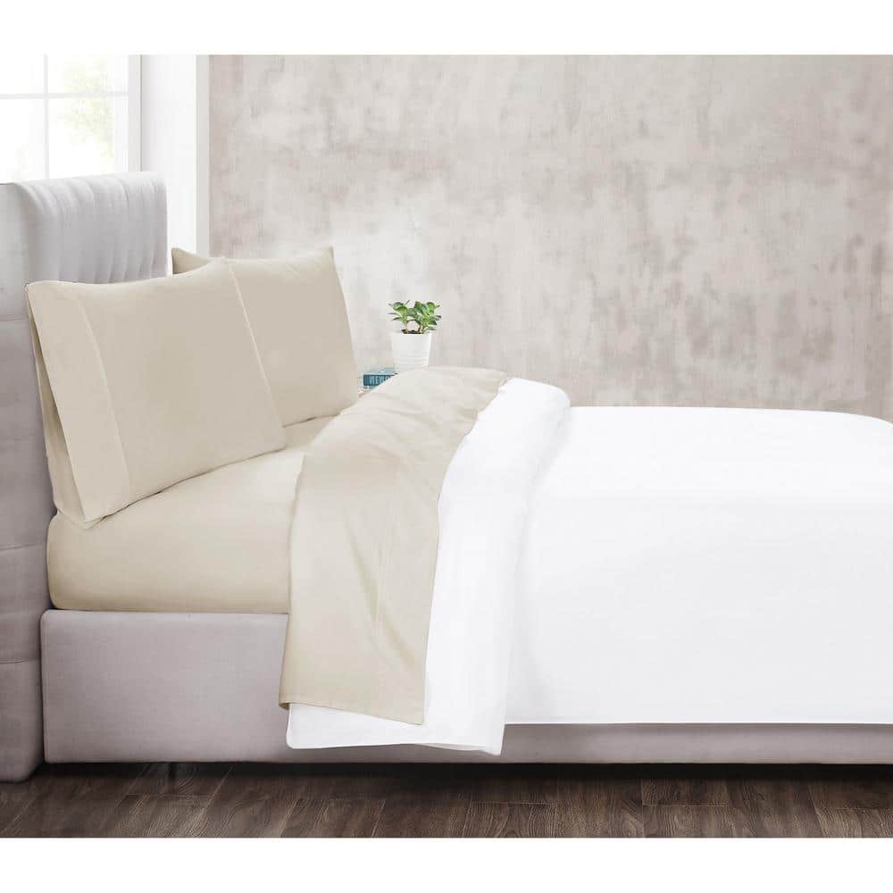 Khaki Twin Cotton Sateen 2-Piece Sheet Set