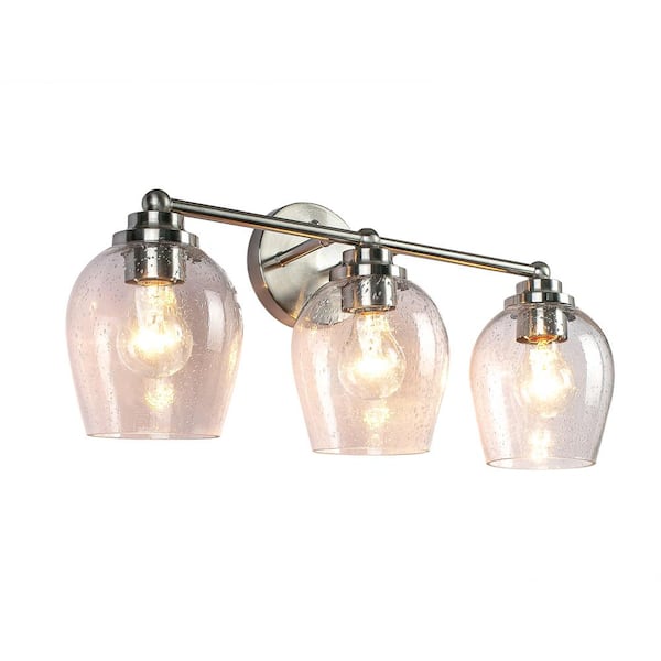 Aspen Creative Corporation 21-1/2 in. 3-Light Brushed Nickel Vanity Light with Clear Glass Shade