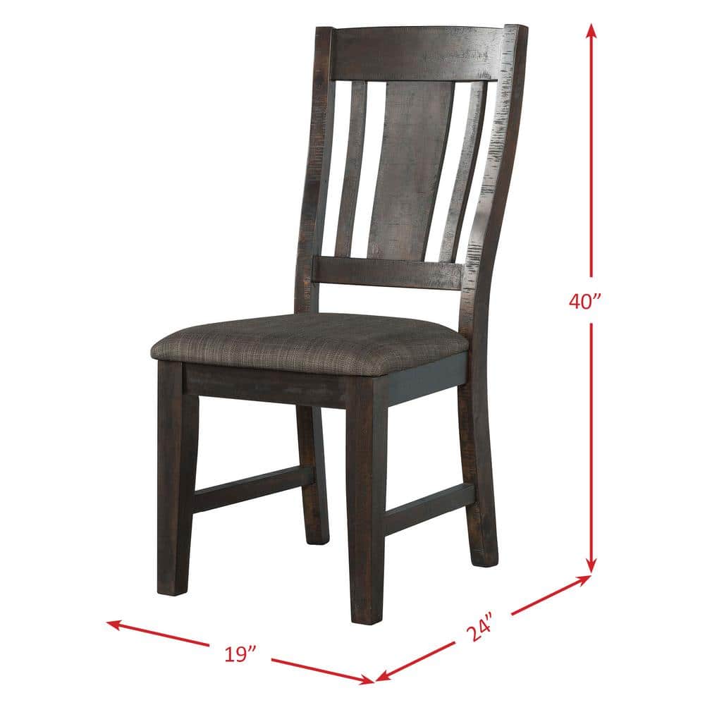 Rustic Gray Oak 5-Piece Dining Set with Upholstered Chairs