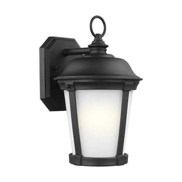 Generation Lighting Calder 1-Light Black Outdoor 12.25 in. Wall Lantern Sconce with LED Bulb