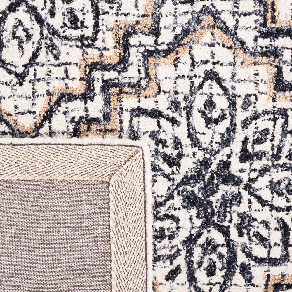 Hand-Tufted Ivory and Navy Wool 8' x 10' Abstract Rug