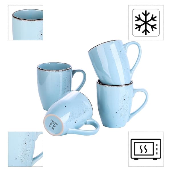 Large Pottery Coffee Mug 24 oz - Oversized Tea Cup - Ceramic Soup Mug with Handle - 1 Pcs (Green to Blue)