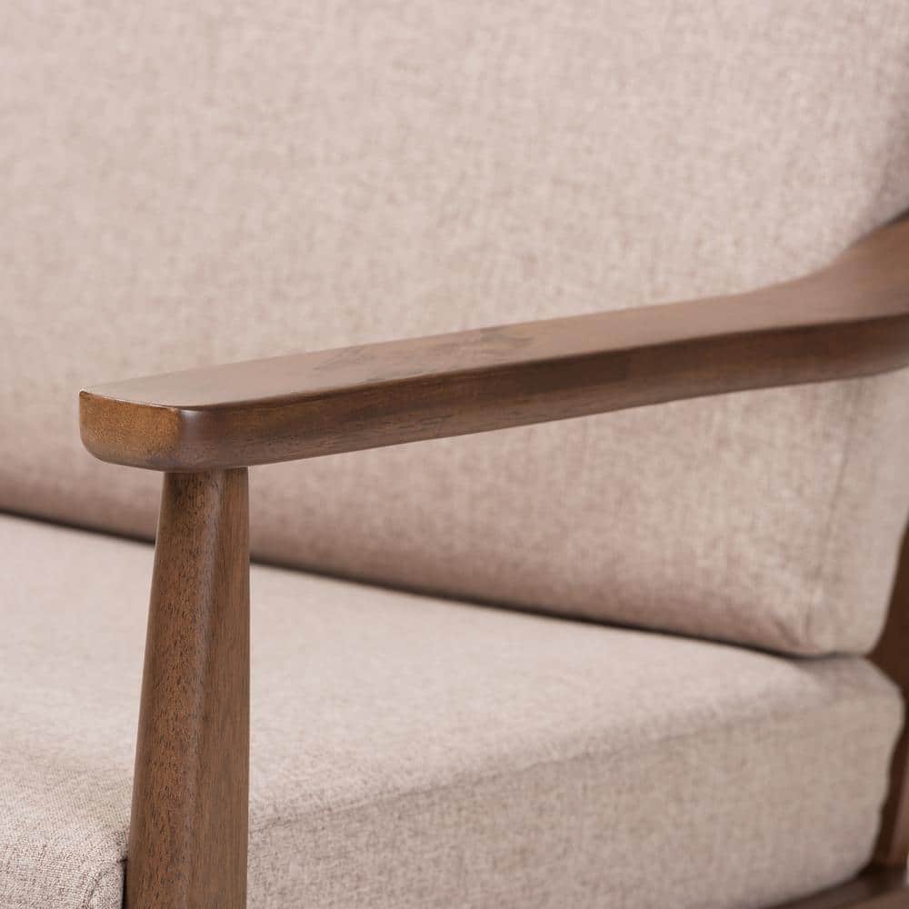 Venza Light Brown Faux Leather Walnut Lounge Chair