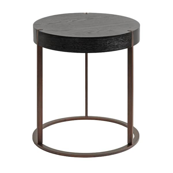 Kate and Laurel Rovin 15.75 in. Black Round Wood Veneer/MDF End Table