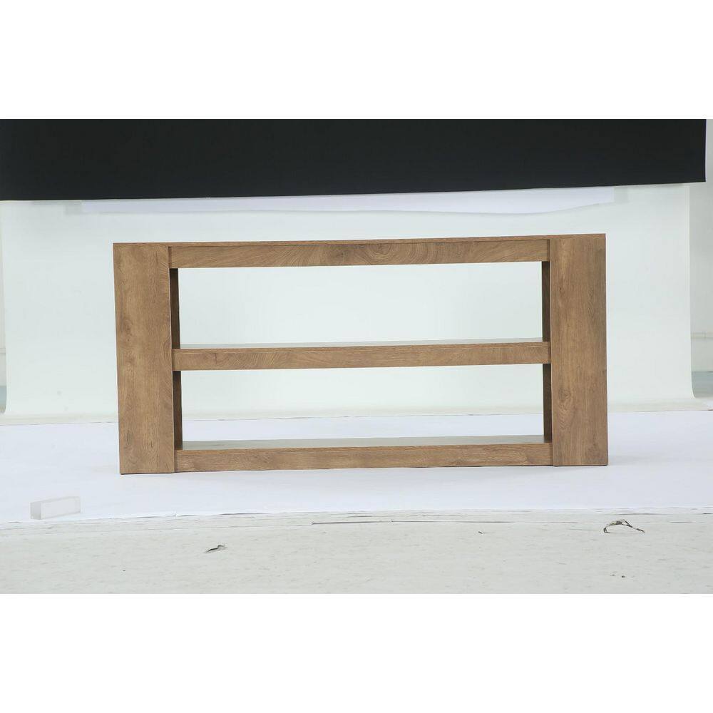 71in. Large Brown Rectangle Wood Console Tables, 3-Tier Farmhouse Heavy Duty Sofa Table for Living Room Home
