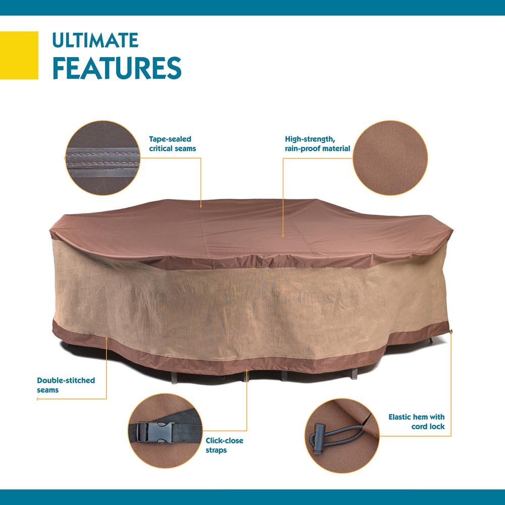 Mocha Cappuccino Waterproof Rectangular Patio Table Cover with Straps
