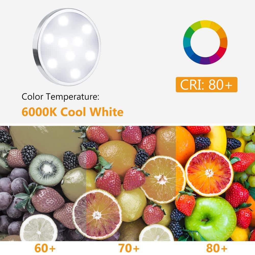 Slim Aluminum Cool White LED Under Cabinet Puck Light 2-Pack
