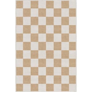 Yellow 3 ft. 3 in. x 5 ft. Flat-Weave Apollo Square Modern Geometric Boxes Area Rug