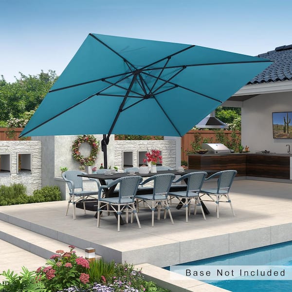 PURPLE LEAF 10 ft. x 13 ft. Patio Cantilever Aluminum Offset Umbrella with 360° Rotation for Garden Deck Pool, Turquoise Blue