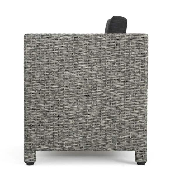 3-Piece Wicker Patio Conversation Set with Dark Gray Cushions