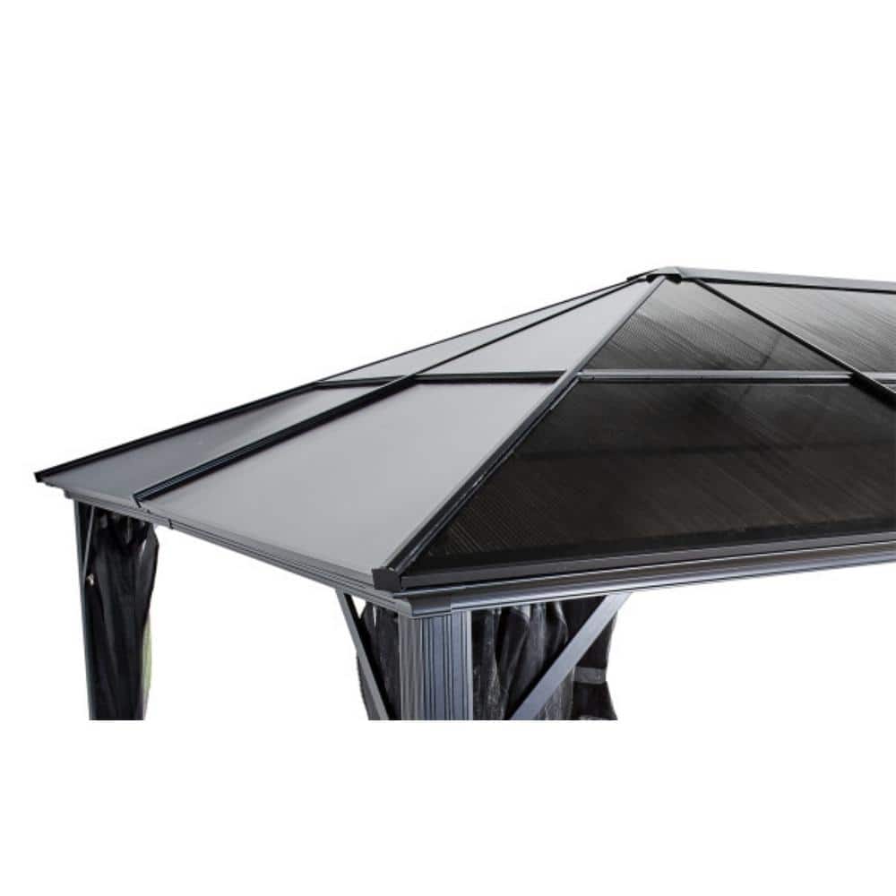 Meridien 12 ft x 16 ft Gray Aluminum Patio Gazebo with Polycarbonate Roof
