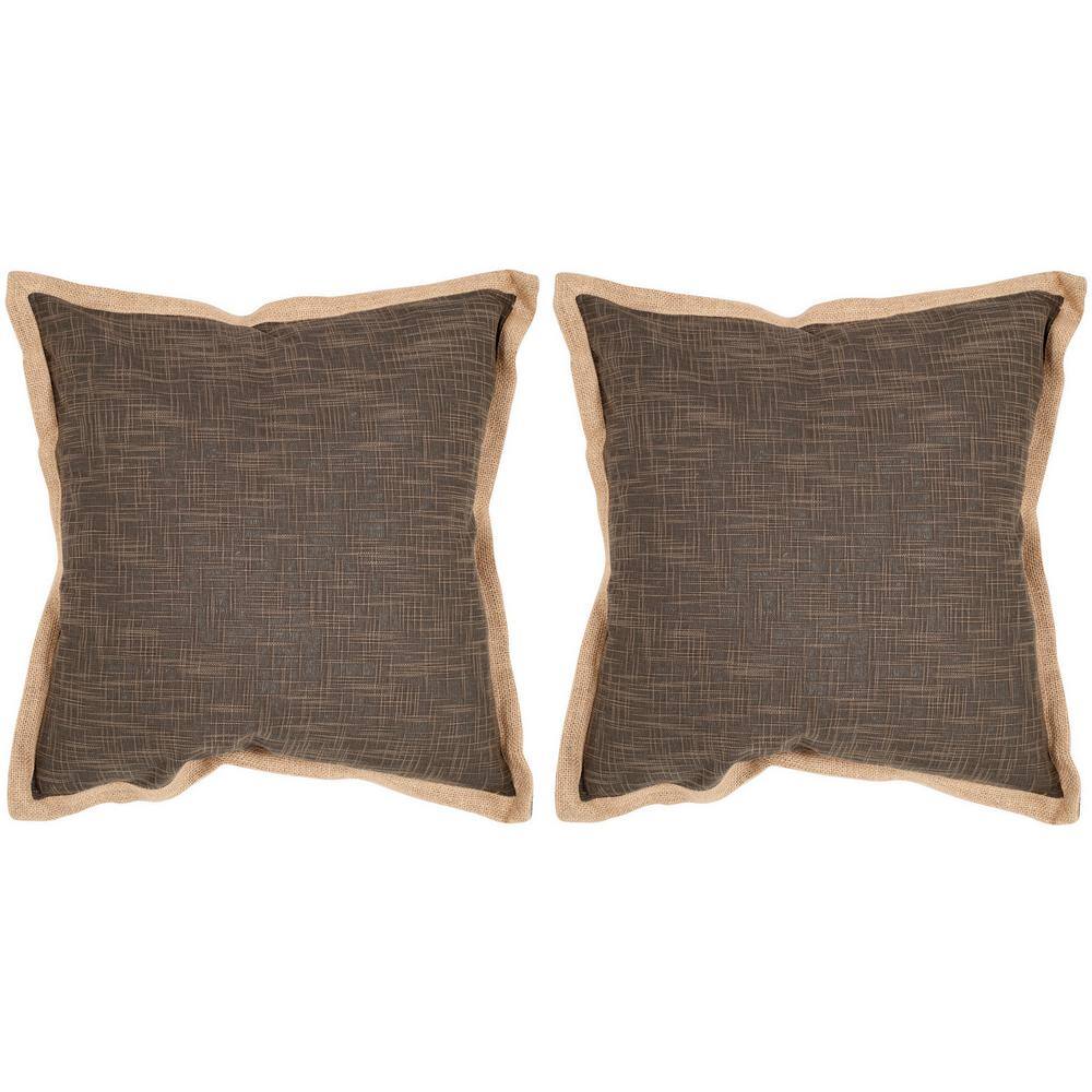 Madeline 22'' Brown and Beige Linen Pillow Set