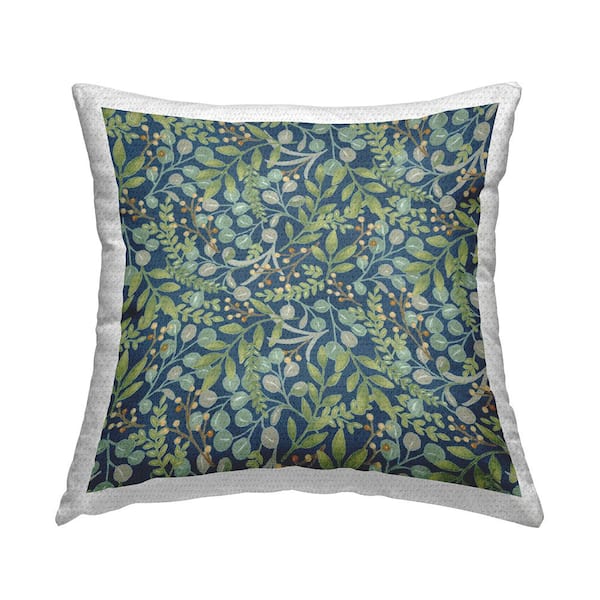 Stupell Industries Layered Plant Sprig Leaves Green Square Outdoor Throw Pillow