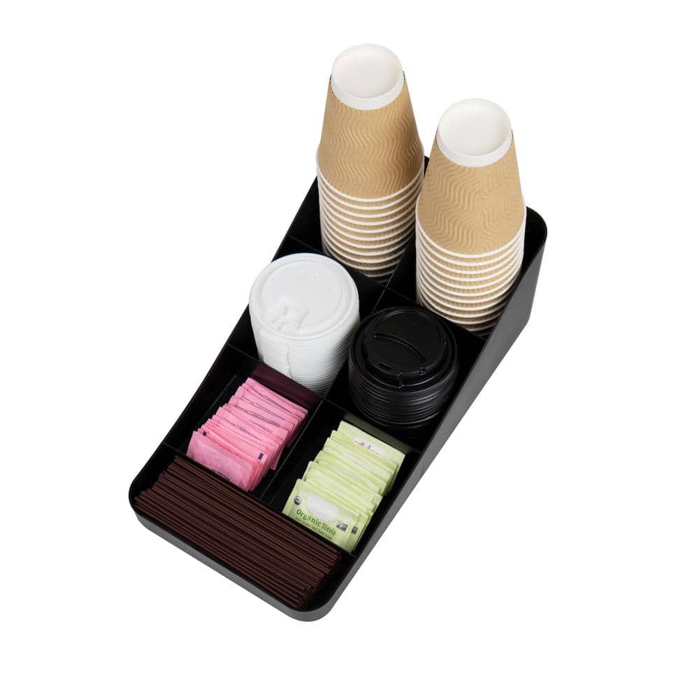 Mind Reader Black 7-Compartment Coffee Condiment Organizer