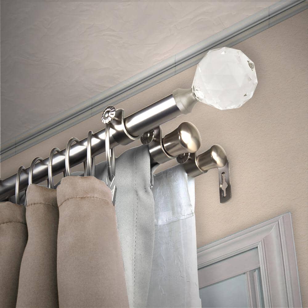 "13/16"" Dia Adjustable 120"" to 170"" Triple Curtain Rod in Satin Nickel with Leticia Finials" price history on PriceWatchPro