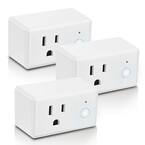 15-Amp Indoor Alexa / Google Assistant Compatible Wi-Fi Smart Home Plug with Night Light, No Hub Required (3-Pack)