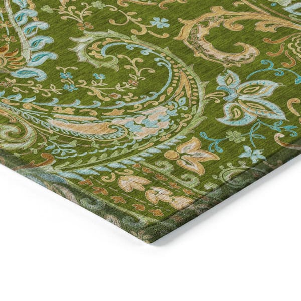 Chantille ACN533 Green 2 ft. 3 in. x 7 ft. 6 in. Machine Washable Indoor/Outdoor Geometric Runner Rug