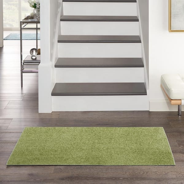 Essentials doormat 2 ft. x 4 ft. Green Solid Contemporary Indoor/Outdoor Patio Kitchen Area Rug