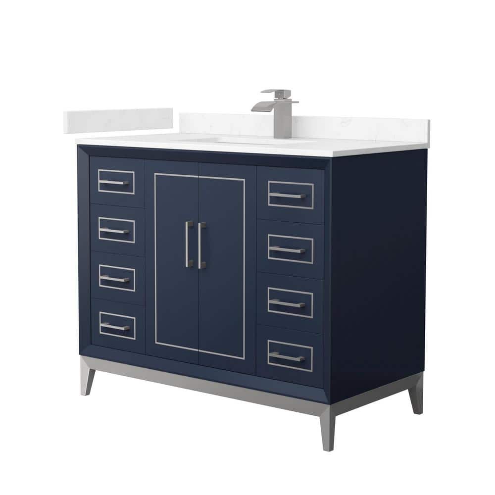Marlena 42 in. W x 22 in. D x 35.25 in. H Single Bath Vanity in Dark Blue with Carrara Cultured Marble Top price history on PriceWatchPro