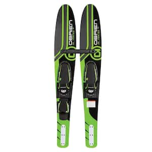 54 in. Jr. Vortex Combo Water Skis with X7 Bindings for Kids 2-Mens 7, Green