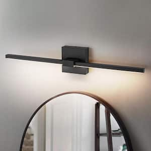 Willow 1-Light 24 in. Modern Black Linear Dimmable Integrated LED Bathroom Vanity Light Non-Rotatable Wall Sconces