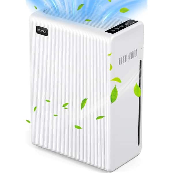 Mooka Tower Air Purifiers for Home Large Room up to 1076 sq. ft. with H13 True HEPA Air Filter Cleaner, White