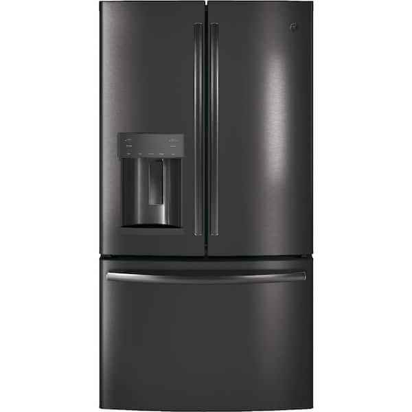 GE 36 in. W 27.8 cu. ft. French Door Refrigerator with Door-in-Door in Black Stainless Steel, Fingerprint Resistant