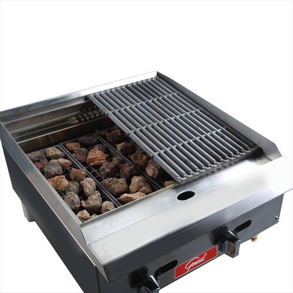 General Lava Rock Charbroiler, Burners, 70,000 BTU's, 24 in