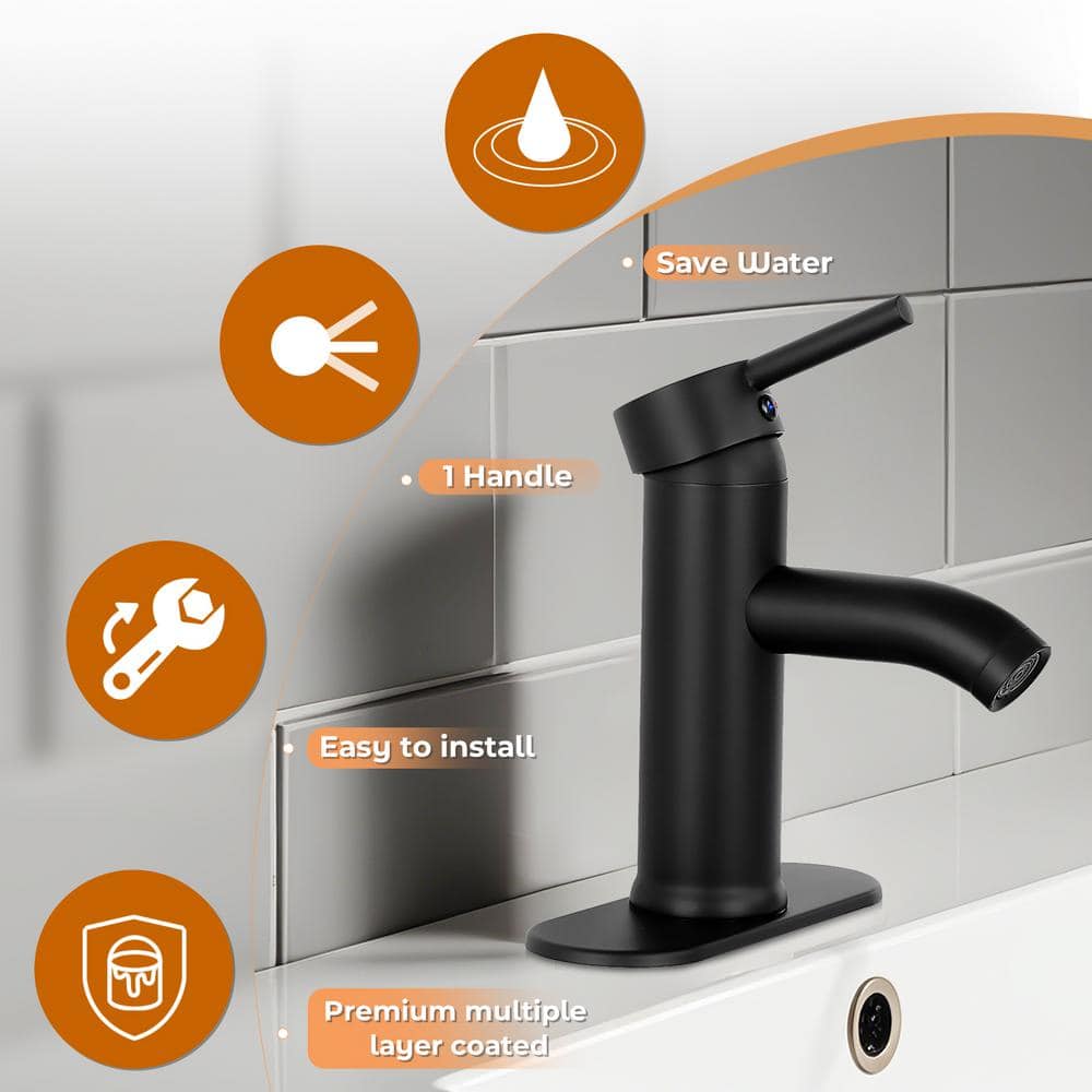 Matte Black Stainless Steel Single Handle Bathroom Faucet
