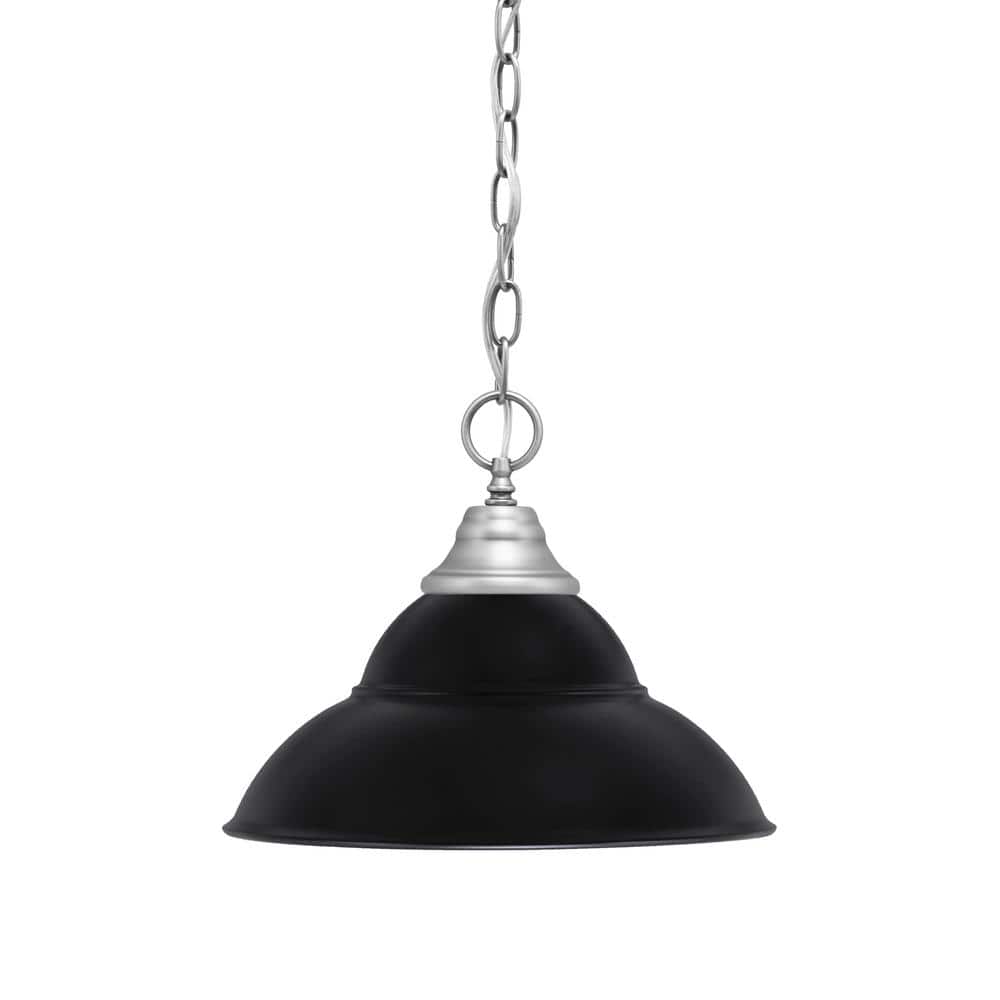 Kingston 100-Watt 1 Light Brushed Nickel Shaded Pendant Light with 13 in. M