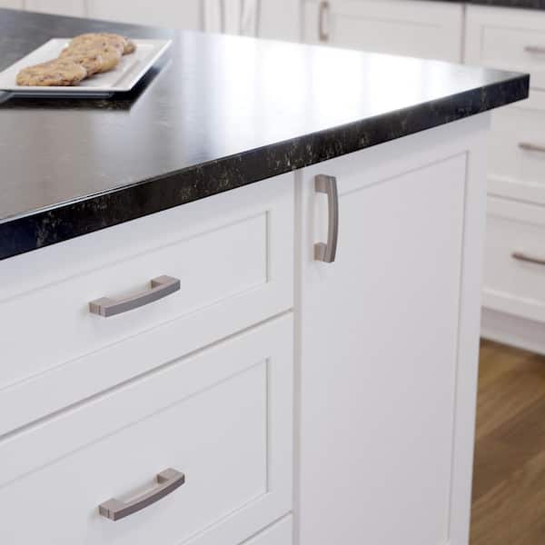 (10-Pack) Bold Arch Dual Mount 3 or 3-3/4 in. (76/96 mm) Modern Satin Nickel Arch Cabinet Handle Drawer Pulls