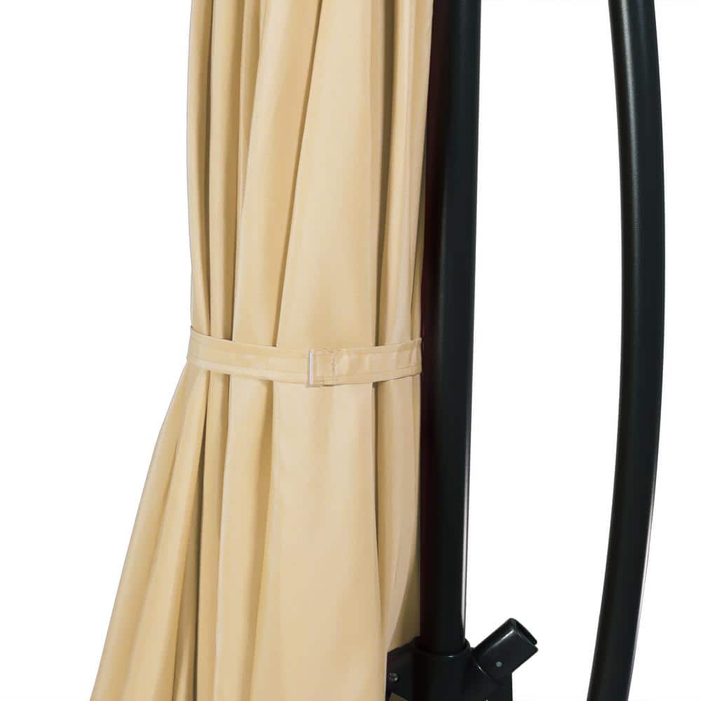 Beige Steel Octagon Cantilever Patio Umbrella with Polyester Canopy
